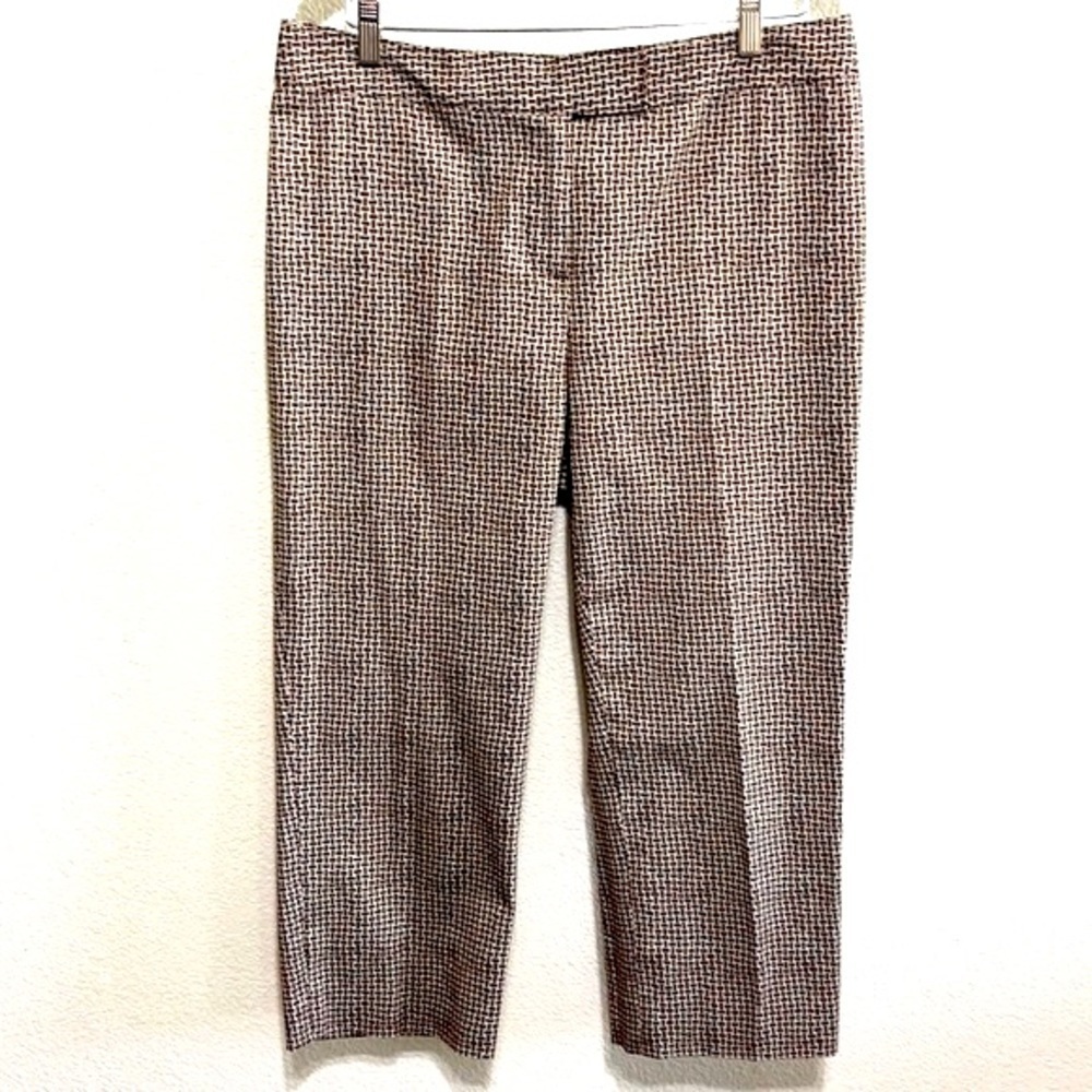 Liz & Co Brown Textile Pattern Stretch Pants